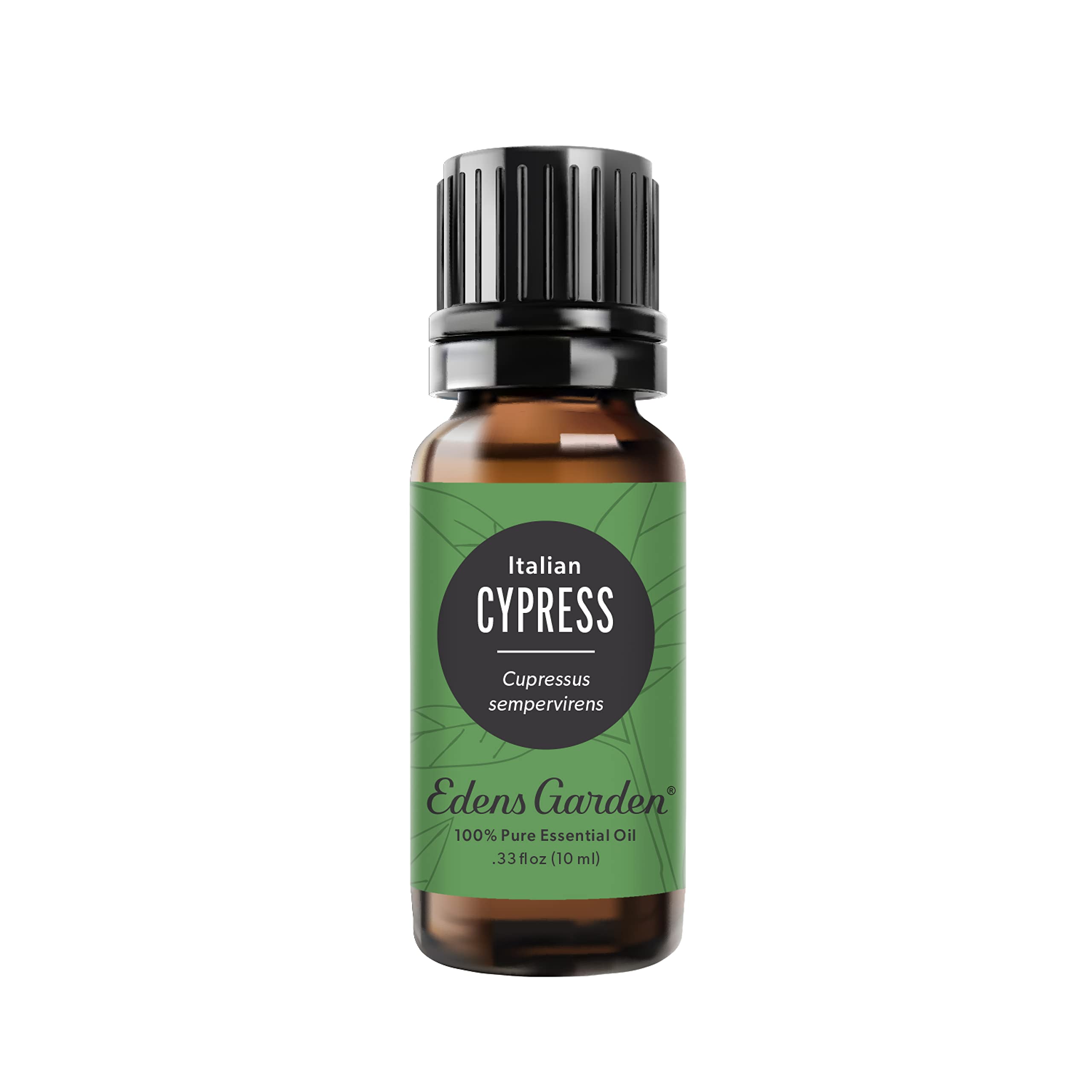Edens Garden Cypress Italian essential oil bottle offers calming, woodsy aroma.