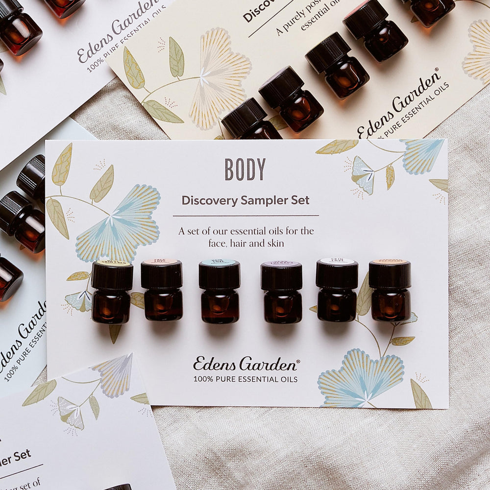 Edens Garden essential oils Body Discovery 6-set bottle 3 supports mood lifting via diffusers.