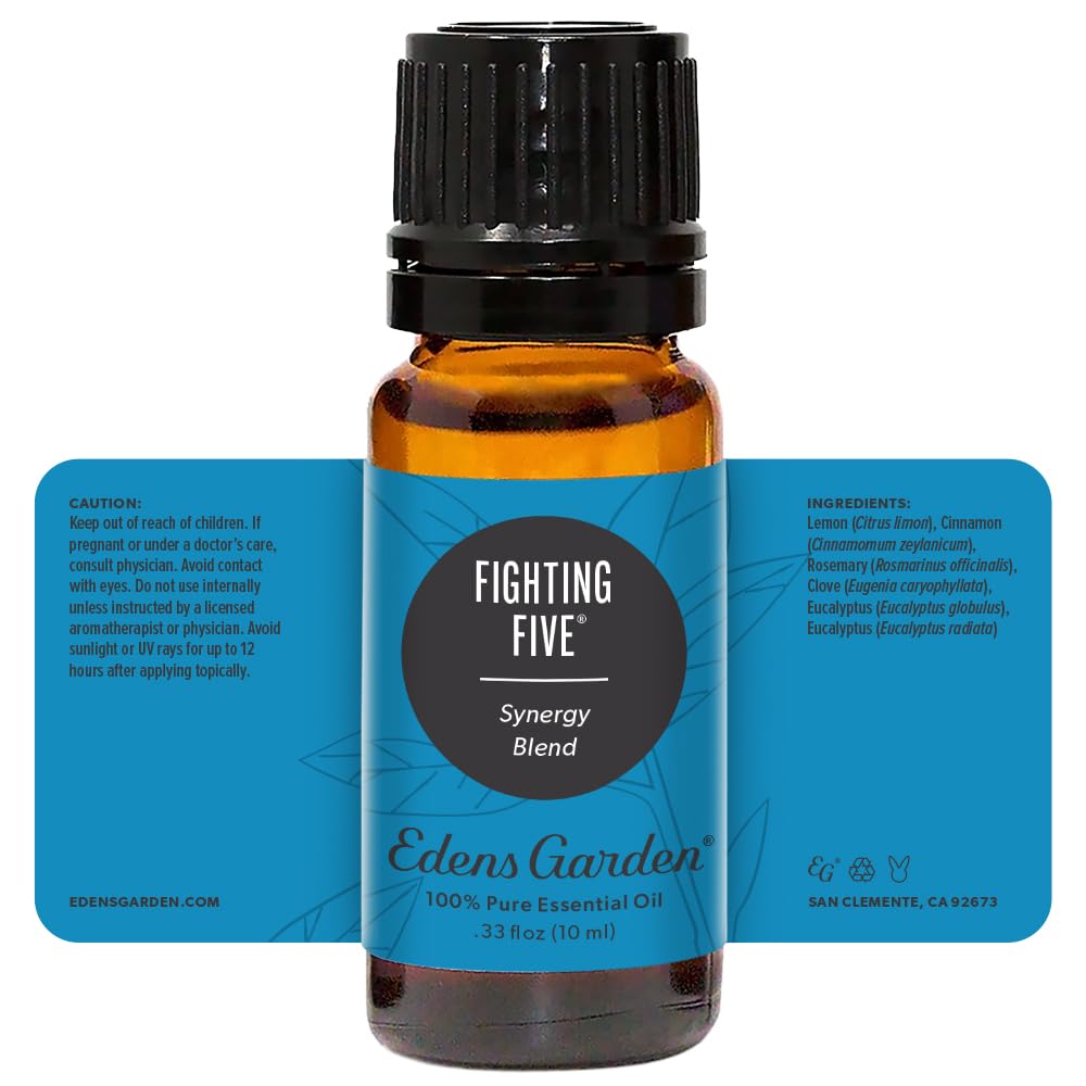 Edens Garden Fighting Five essential oil collection conveys quality and versatility.