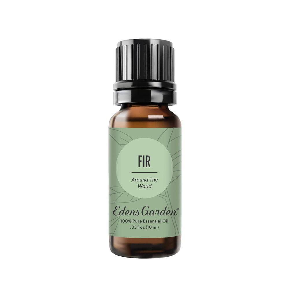 Edens Garden Fir Around The World bottle showing forest-forward scent for relaxation