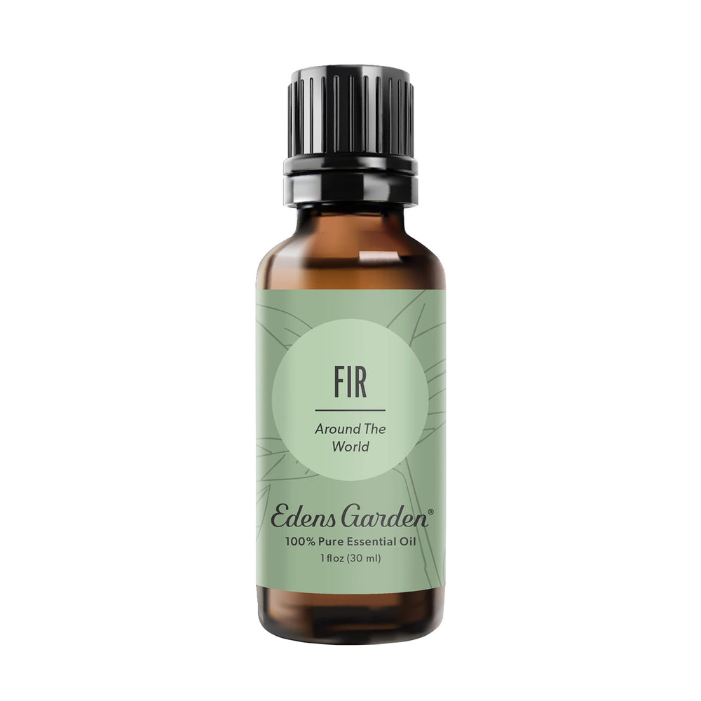 Edens Garden Fir Around The World essential oil bottle pour for a crisp, forest-inspired ambiance.
