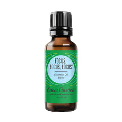 Edens Garden Focus bottle close-up suggesting a refreshing study boost.