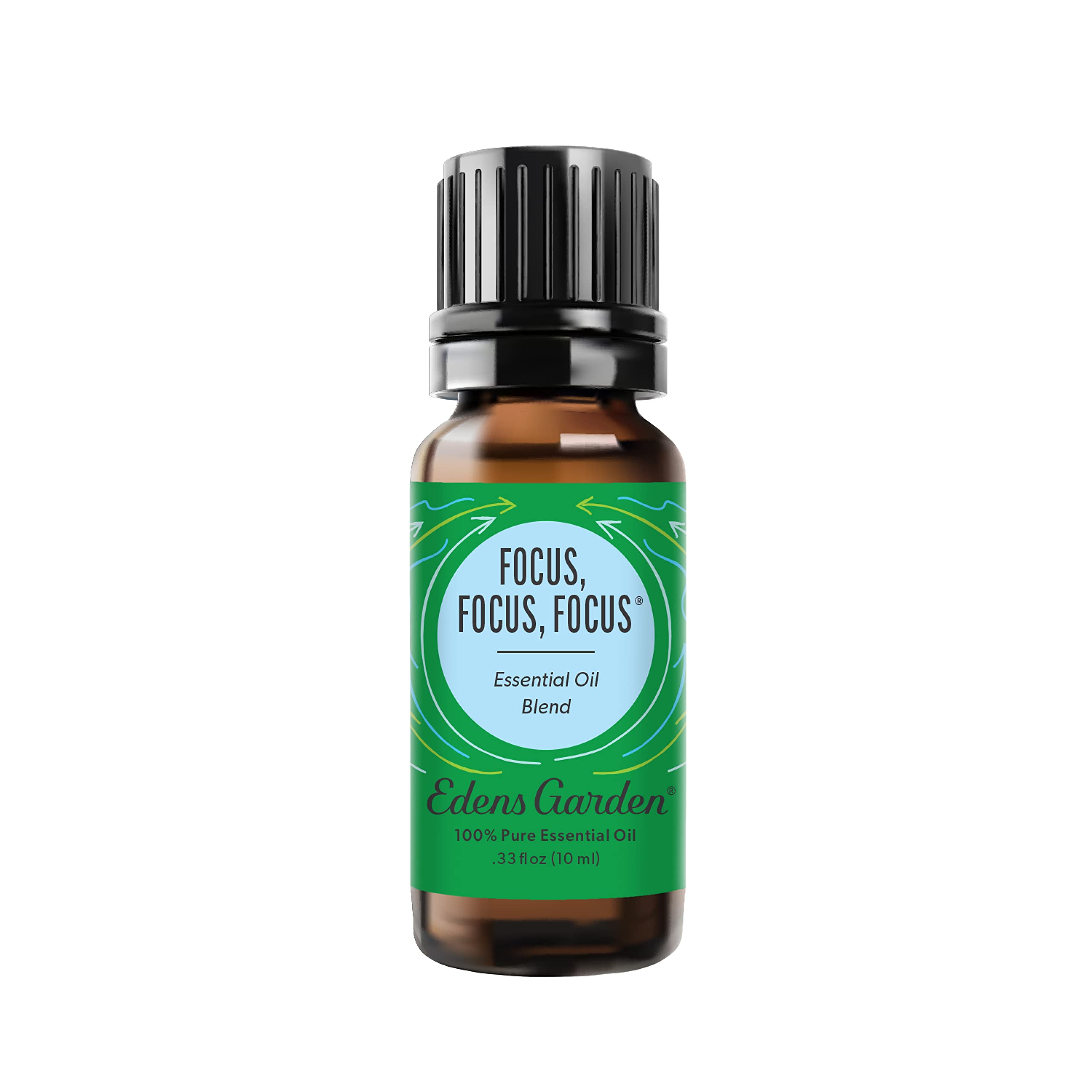 Edens Garden Focus bottle closeup highlighting citrus notes for alertness