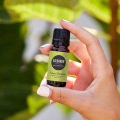 Edens Garden Galbanum essential oil diffuser scene promoting calming ambience and emotional balance.