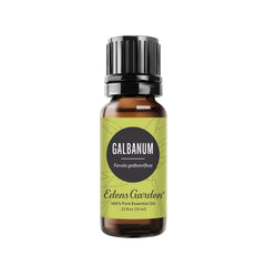 Edens Garden Galbanum essential oil bottle for grounding aromatherapy and versatile use.