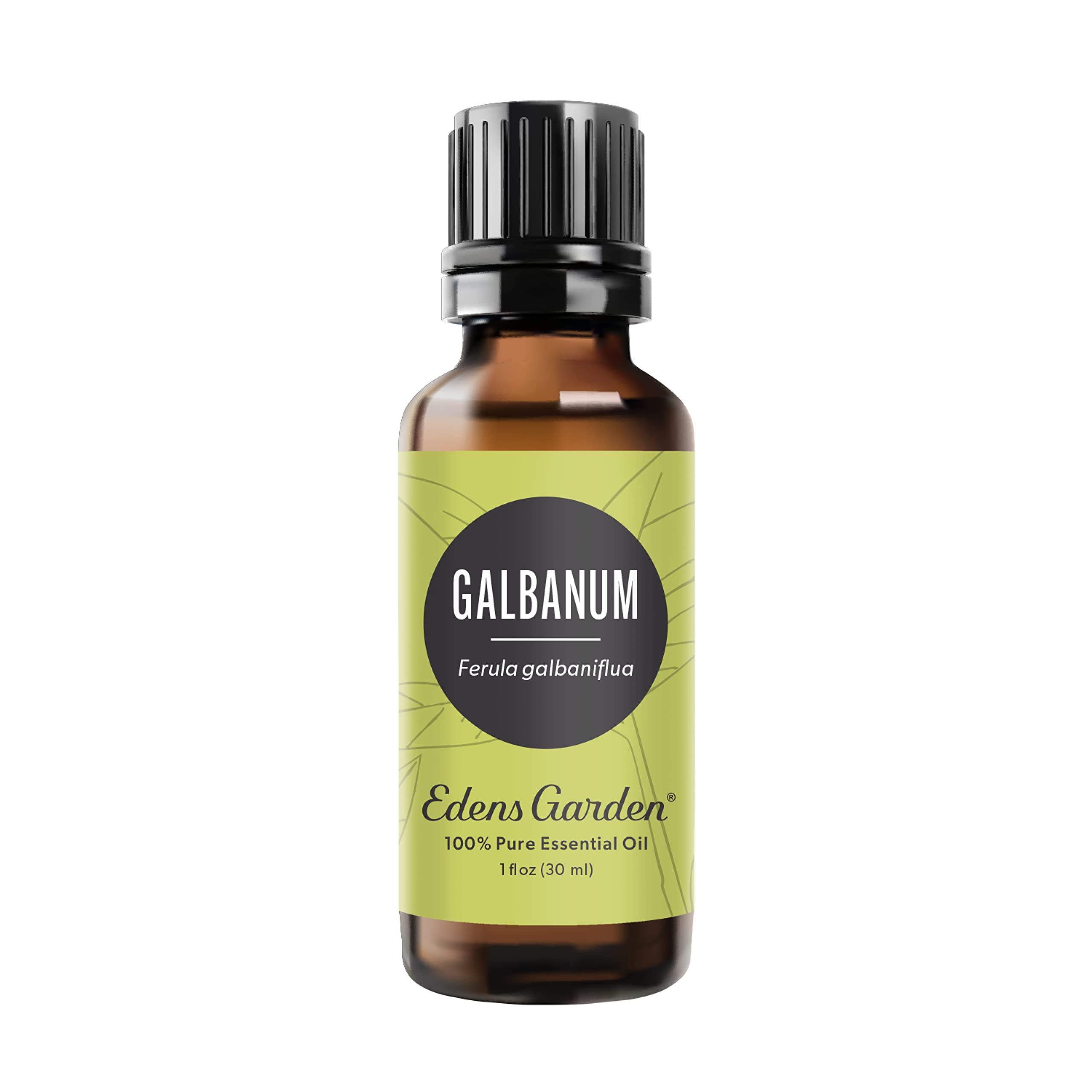 Edens Garden Galbanum oil bottle for calming aromatherapy and skincare routines.