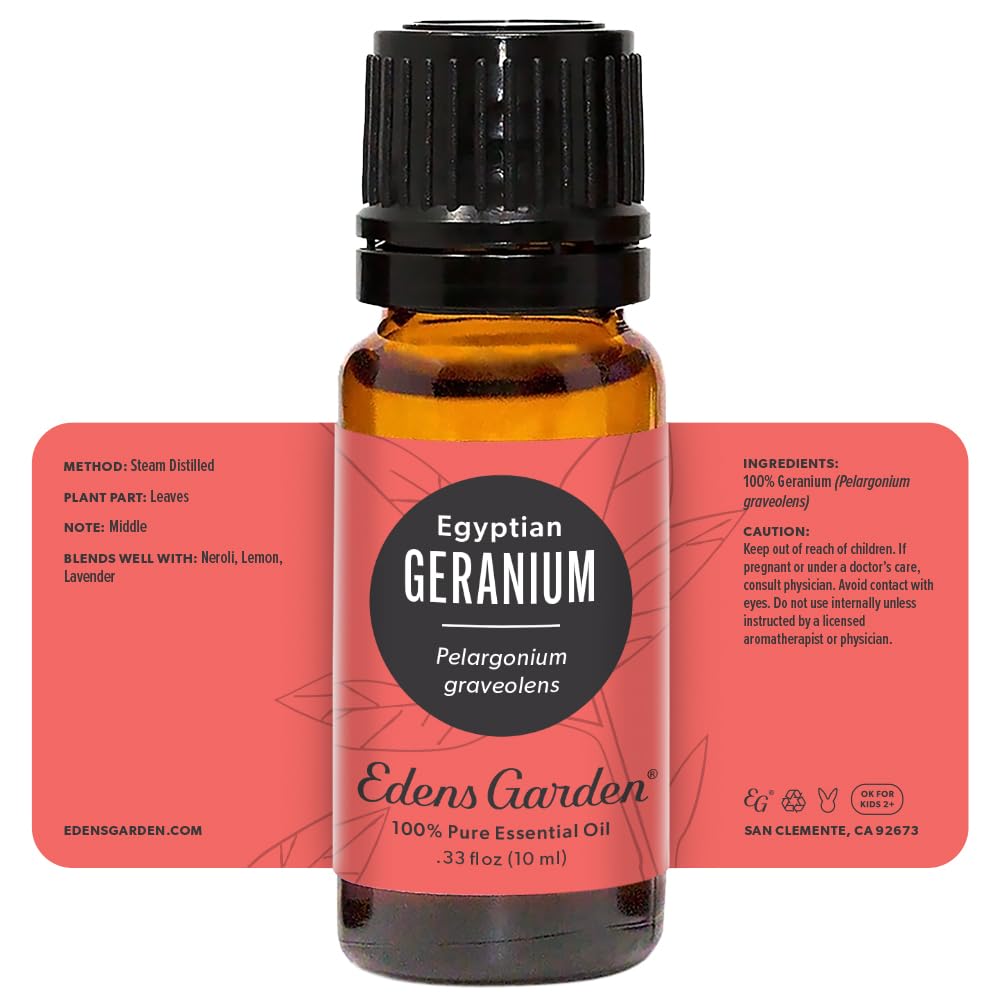 GC-MS label overview for Edens Garden Geranium Egyptian essential oil