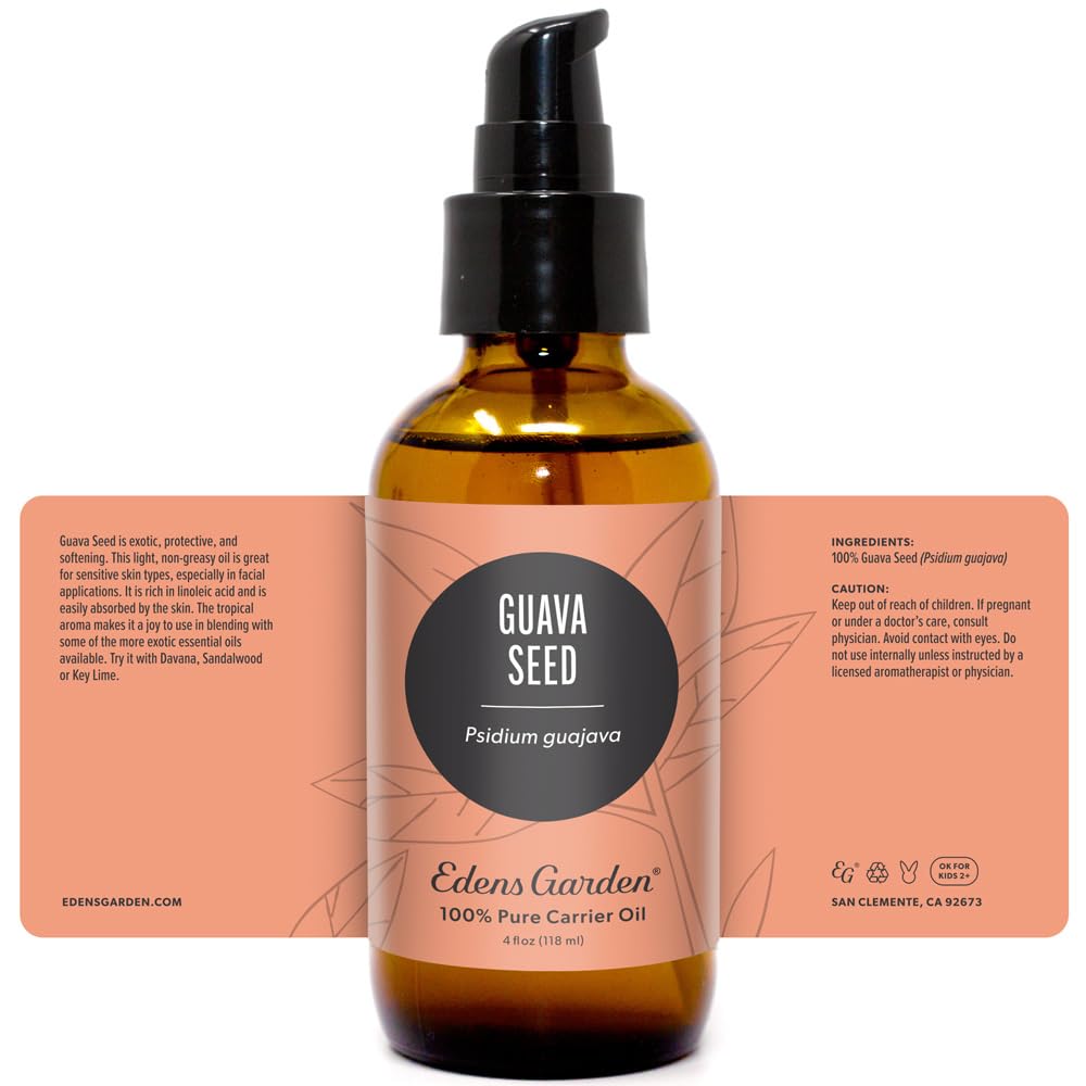 Packaging shot of 118 ml Edens Garden Guava Seed Oil.