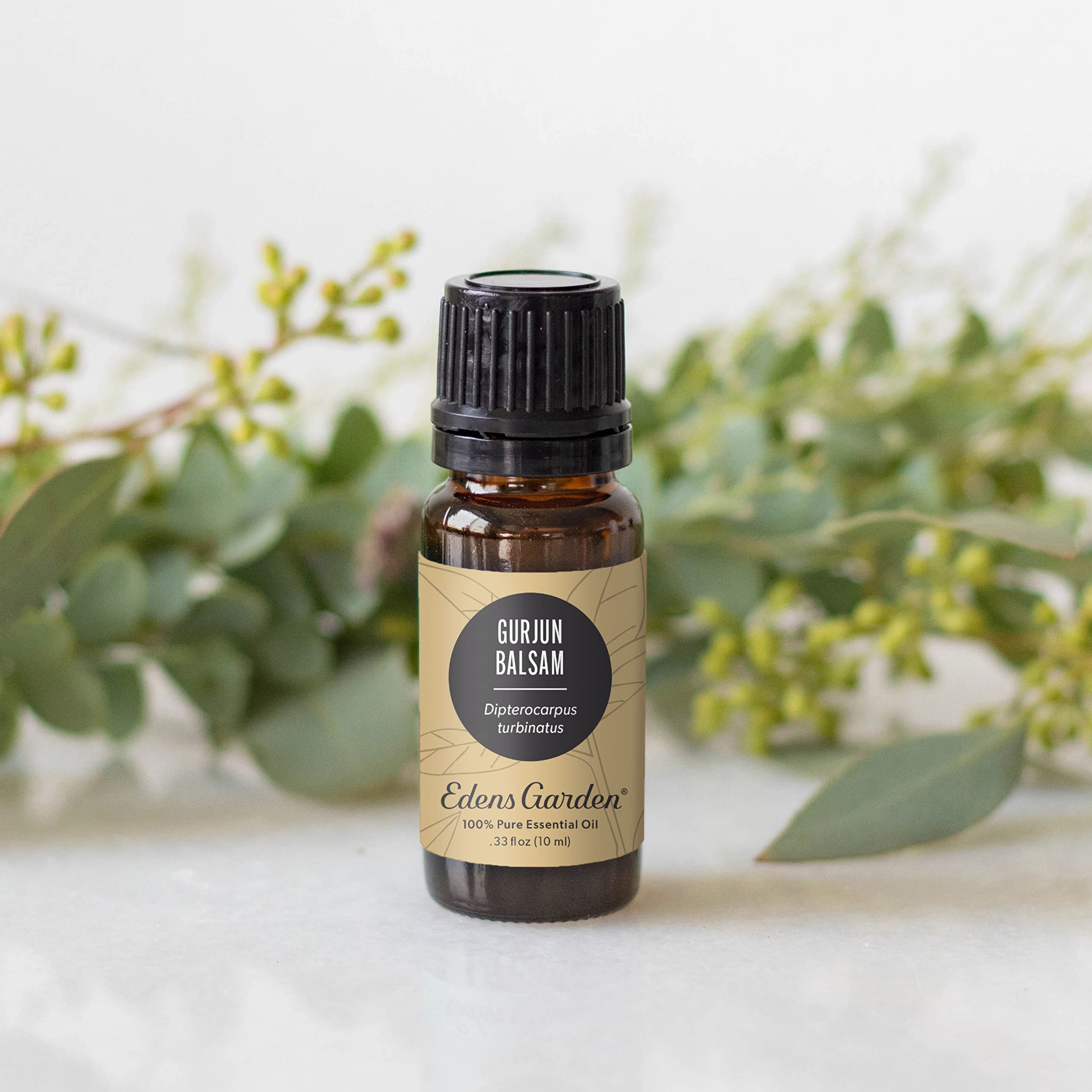 Edens Garden Gurjun Balsam diffuser scene highlighting woody aroma for relaxation.