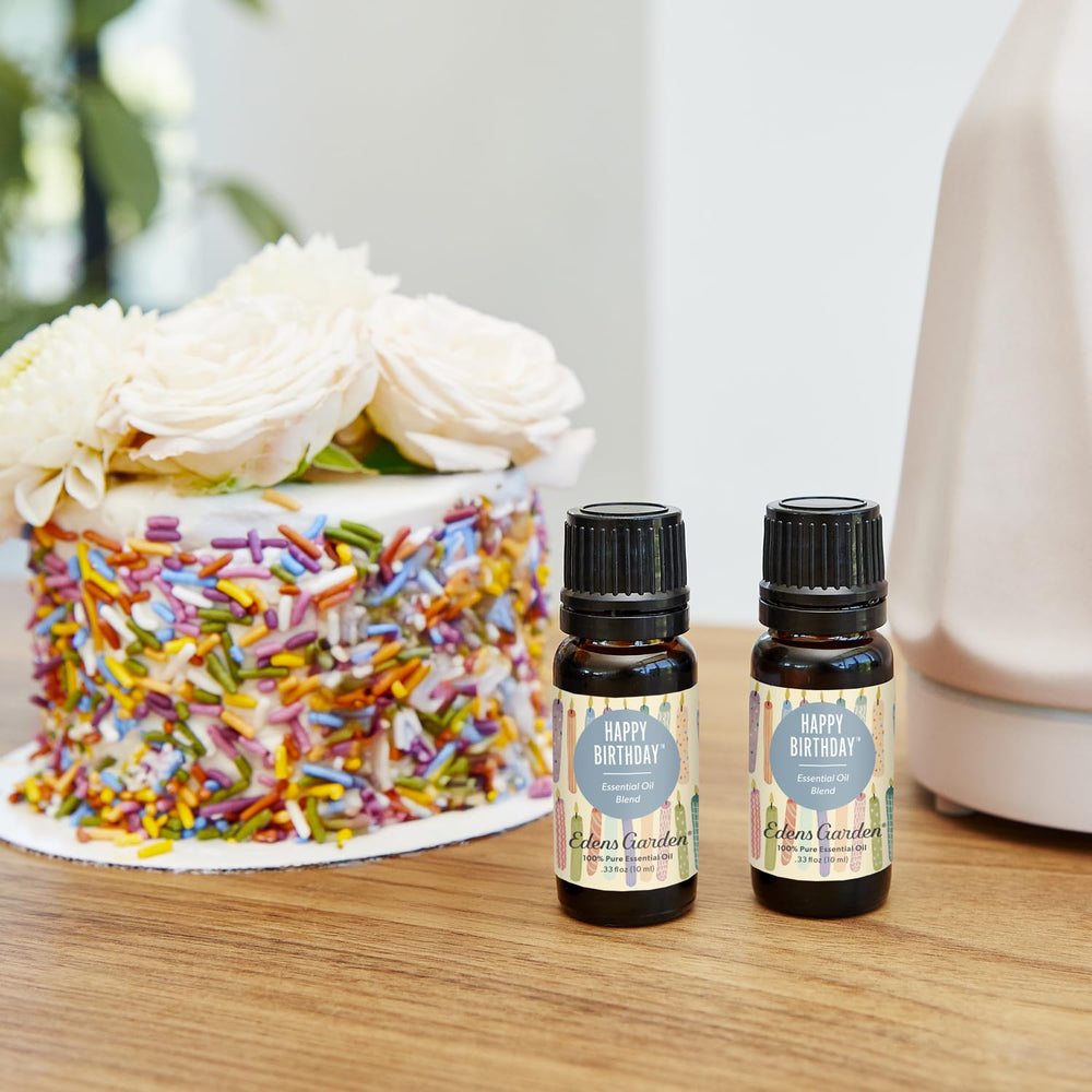 Edens Garden Happy Birthday diffuser in use enhances party ambience with bright notes.
