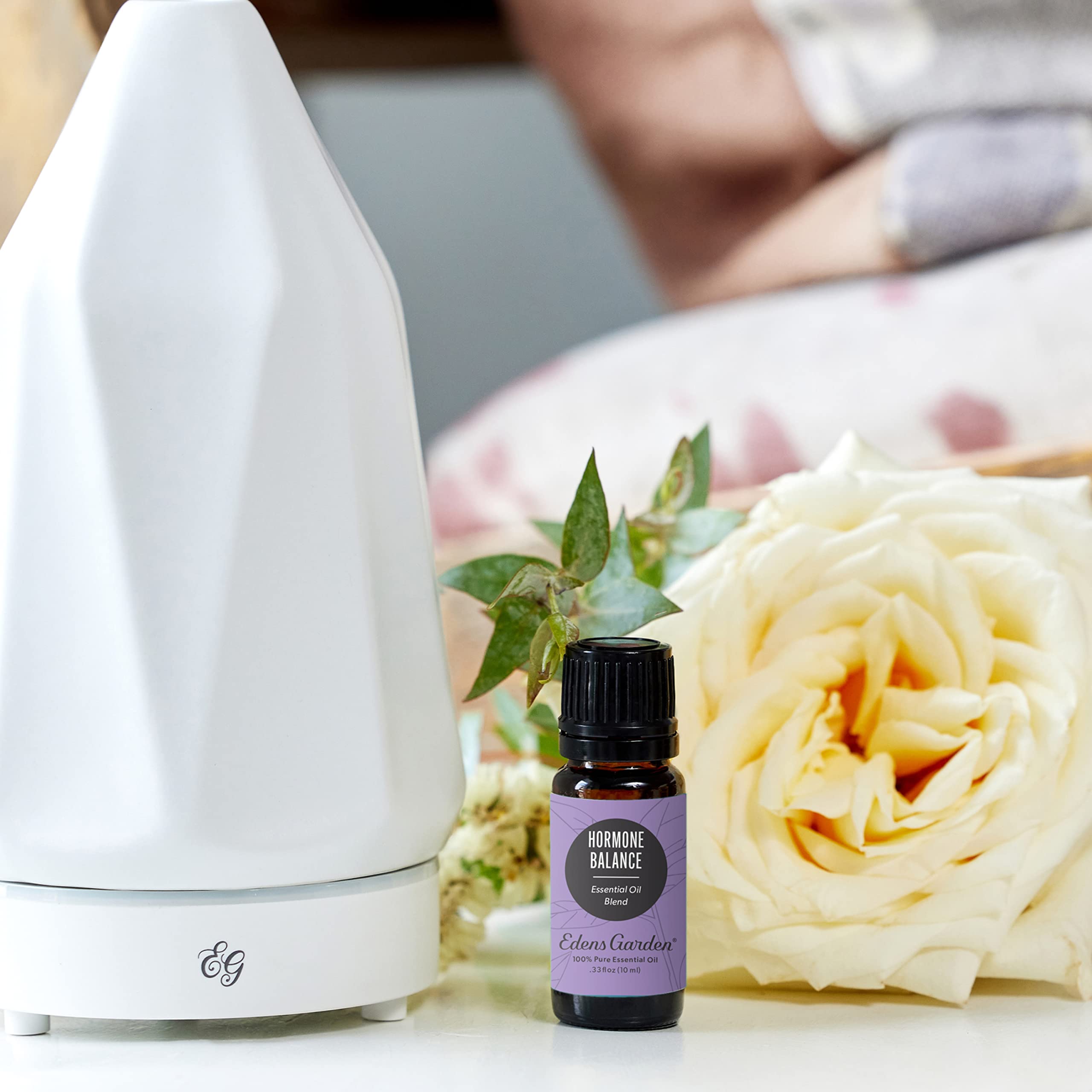 Edens Garden Hormone Balance diffuser-in-use, inviting a calm, balanced atmosphere