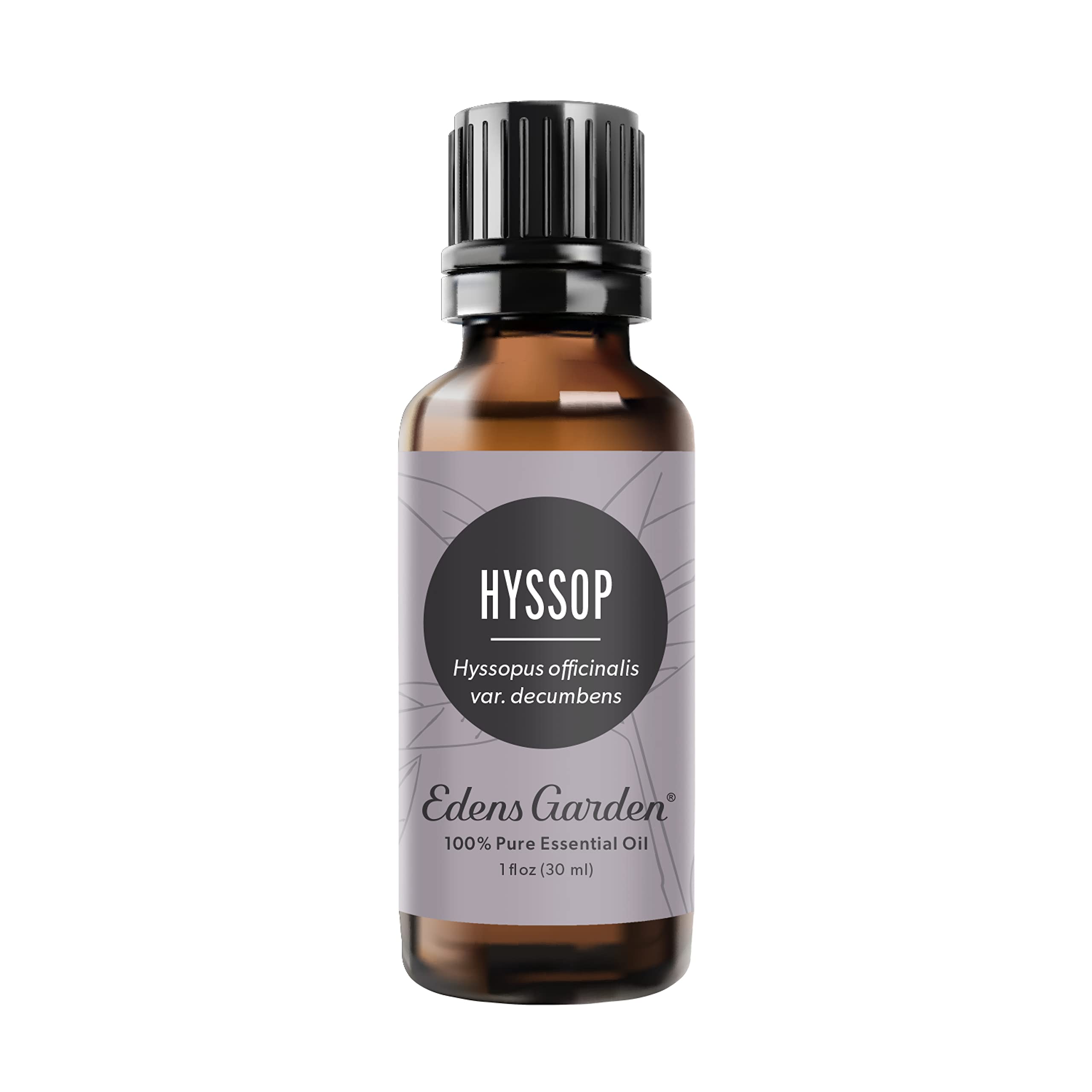 Edens Garden Hyssop essential oil bottle for pure aromatherapy sessions.