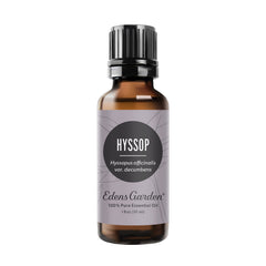 Edens Garden Hyssop essential oil bottle for pure aromatherapy sessions.