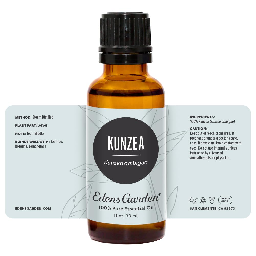 Edens Garden Kunzea oil packaging box with GC-MS transparency.