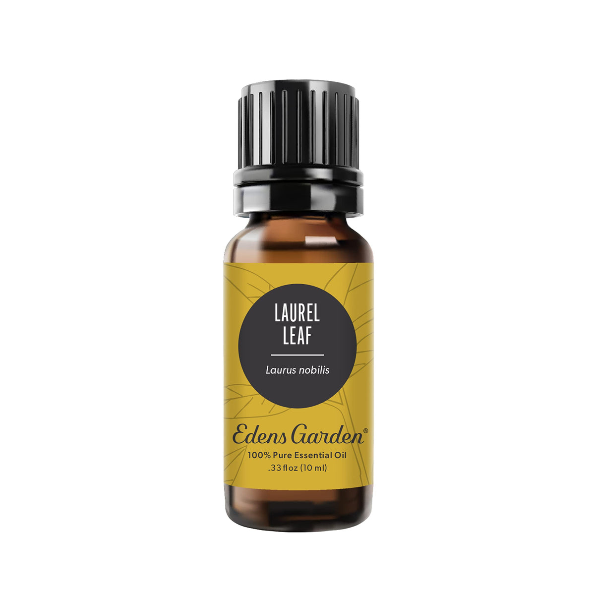 Edens Garden Laurel Leaf oil bottle closeup, signaling premium quality
