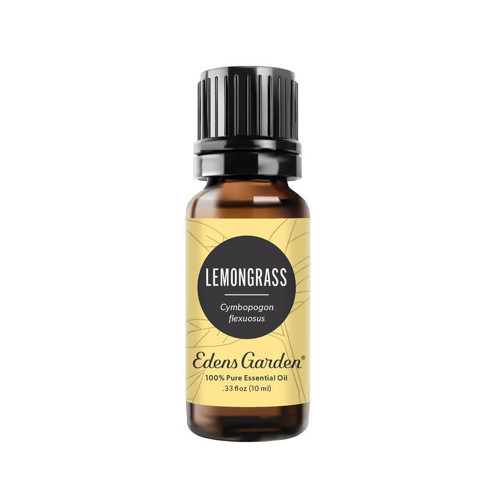 Edens Garden Lemongrass essential oil bottle front, for uplifting diffuser use.