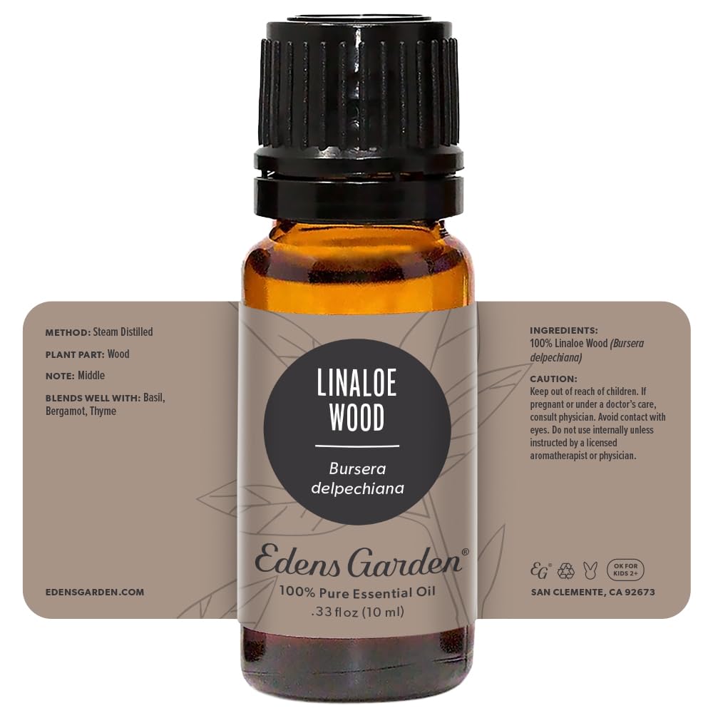 Edens Garden Linaloe Wood bottle shown for skincare rituals.