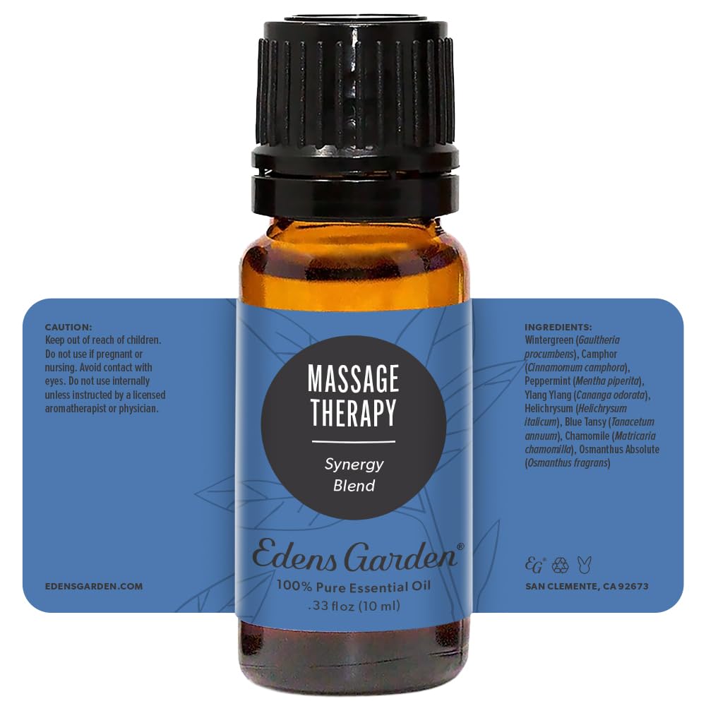 Spa-like setup using Edens Garden Massage Therapy blend for at-home aromatherapy.