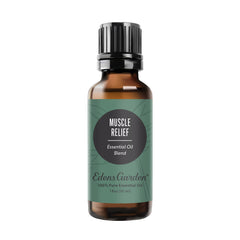 Edens Garden Muscle Relief essential oil bottle with dropper for easy topical use