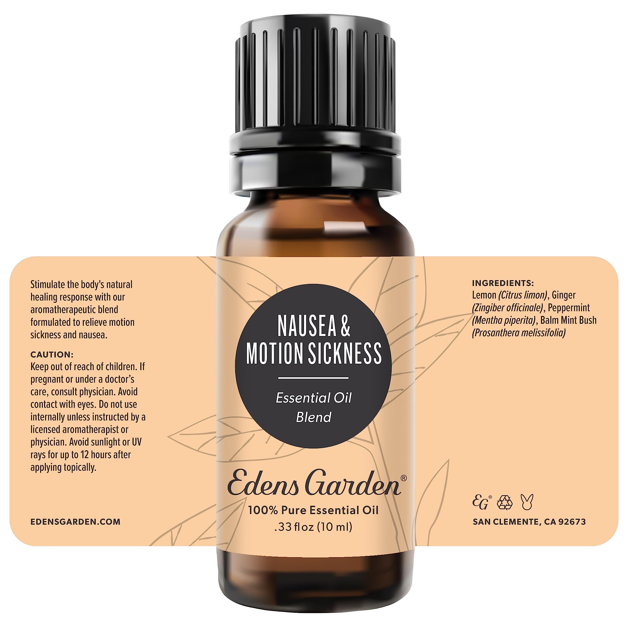 Edens Garden Nausea & Motion Sickness blend in a cozy diffuser setup.