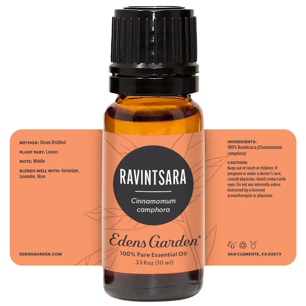 Edens Garden Ravintsara oil in a calming home setup.