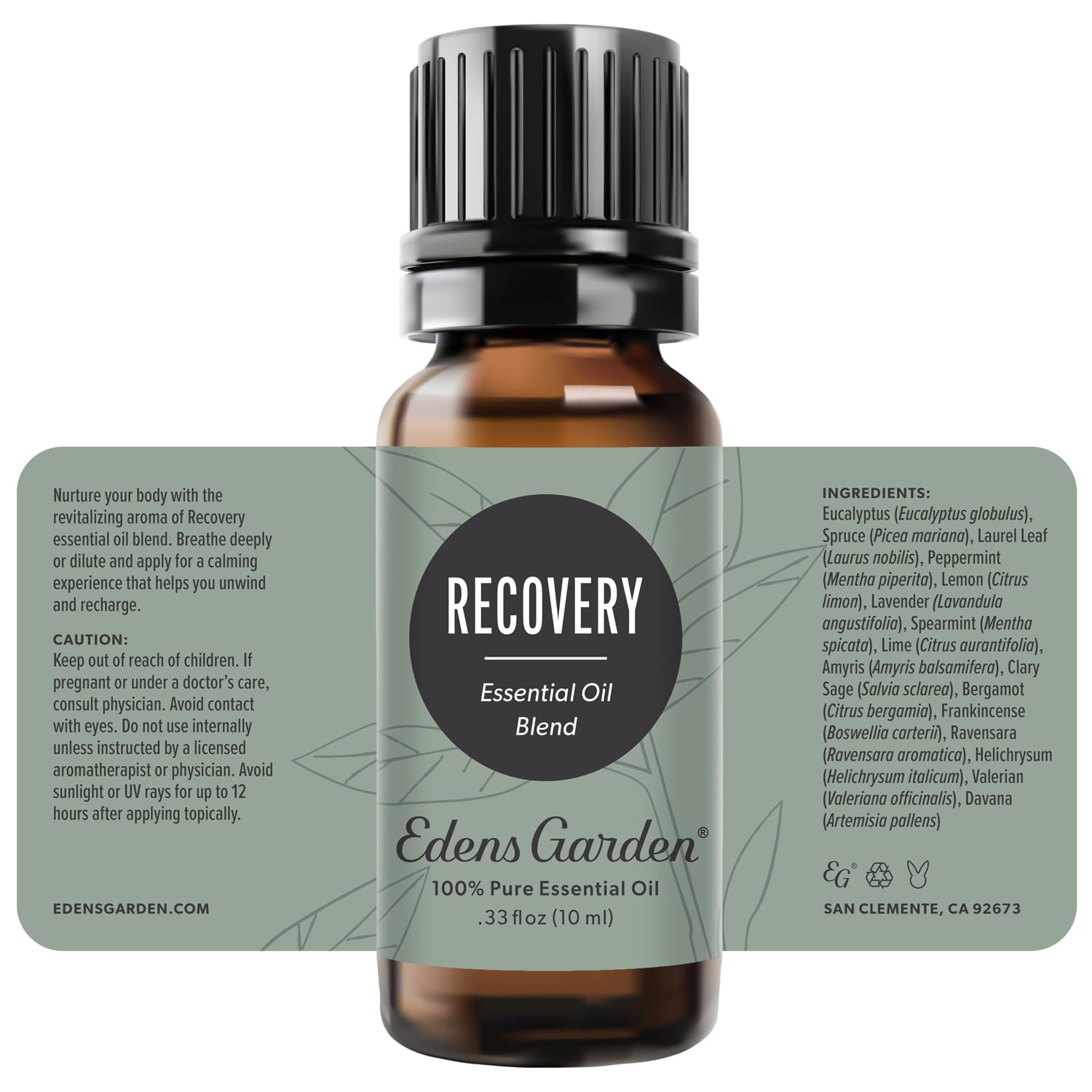 Relaxation scene with Recovery bottle and ambient setting.