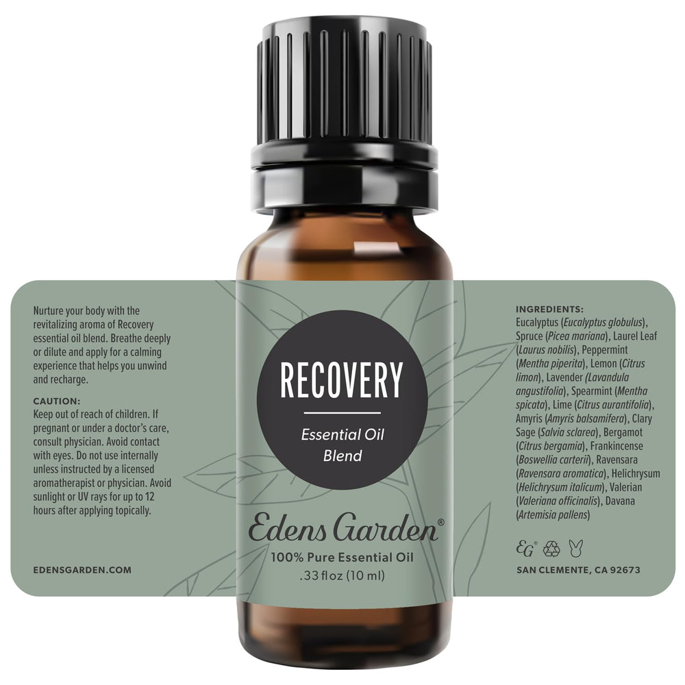Relaxation scene with Recovery bottle and ambient setting.