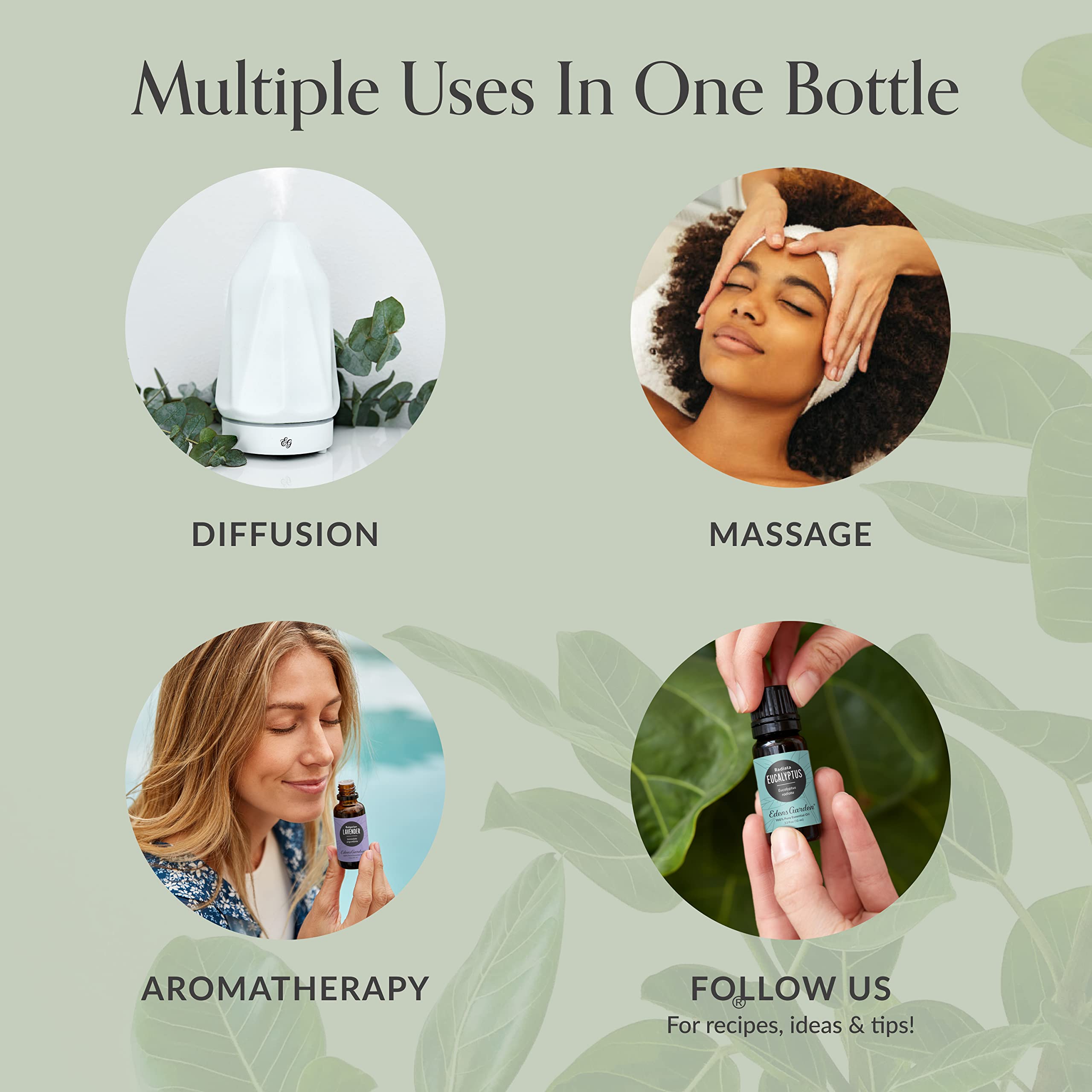 Edens Garden Relaxing Home blend supports a peaceful massage.
