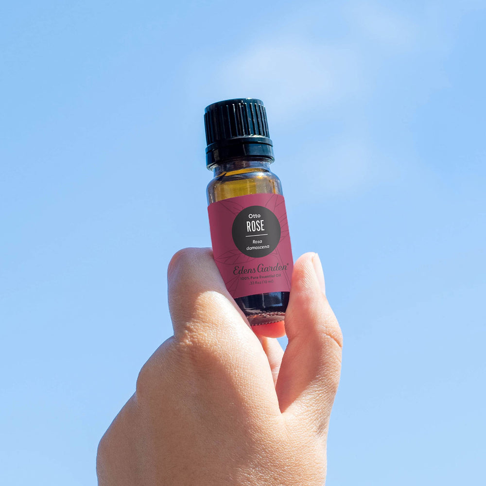 Edens Garden Rose Otto petals distillation image emphasizing Rosa damascena origin for skincare uses