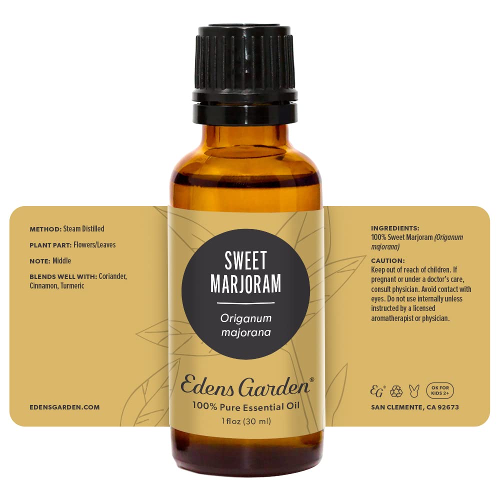 Edens Garden offers expert aromatherapy guidance with Sweet Marjoram.