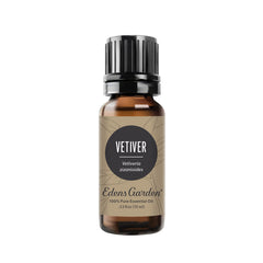 Edens Garden Vetiver Essential Oil bottle showing grounding aroma for diffusers