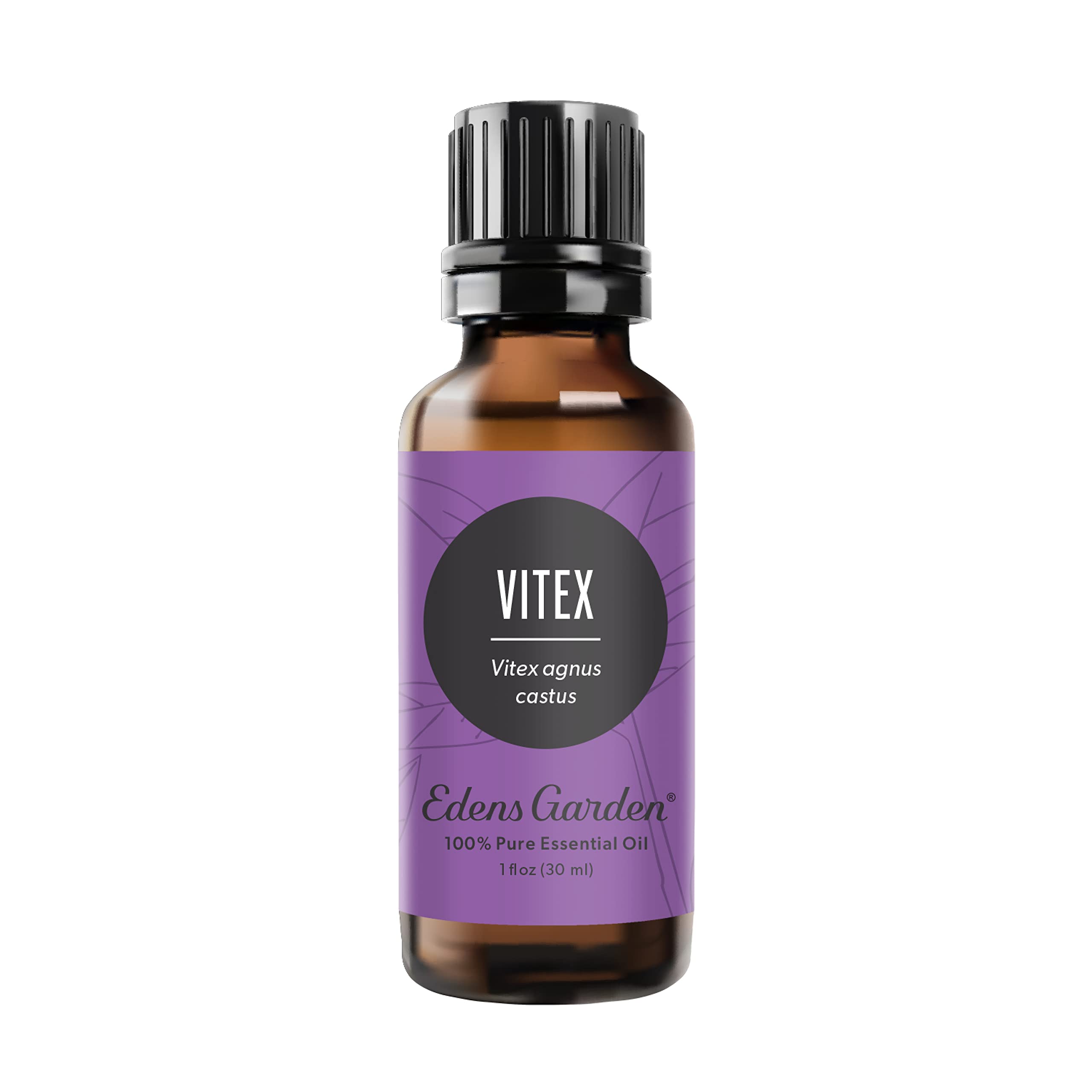 Edens Garden Vitex essential oil bottle front, purity and quality showcased