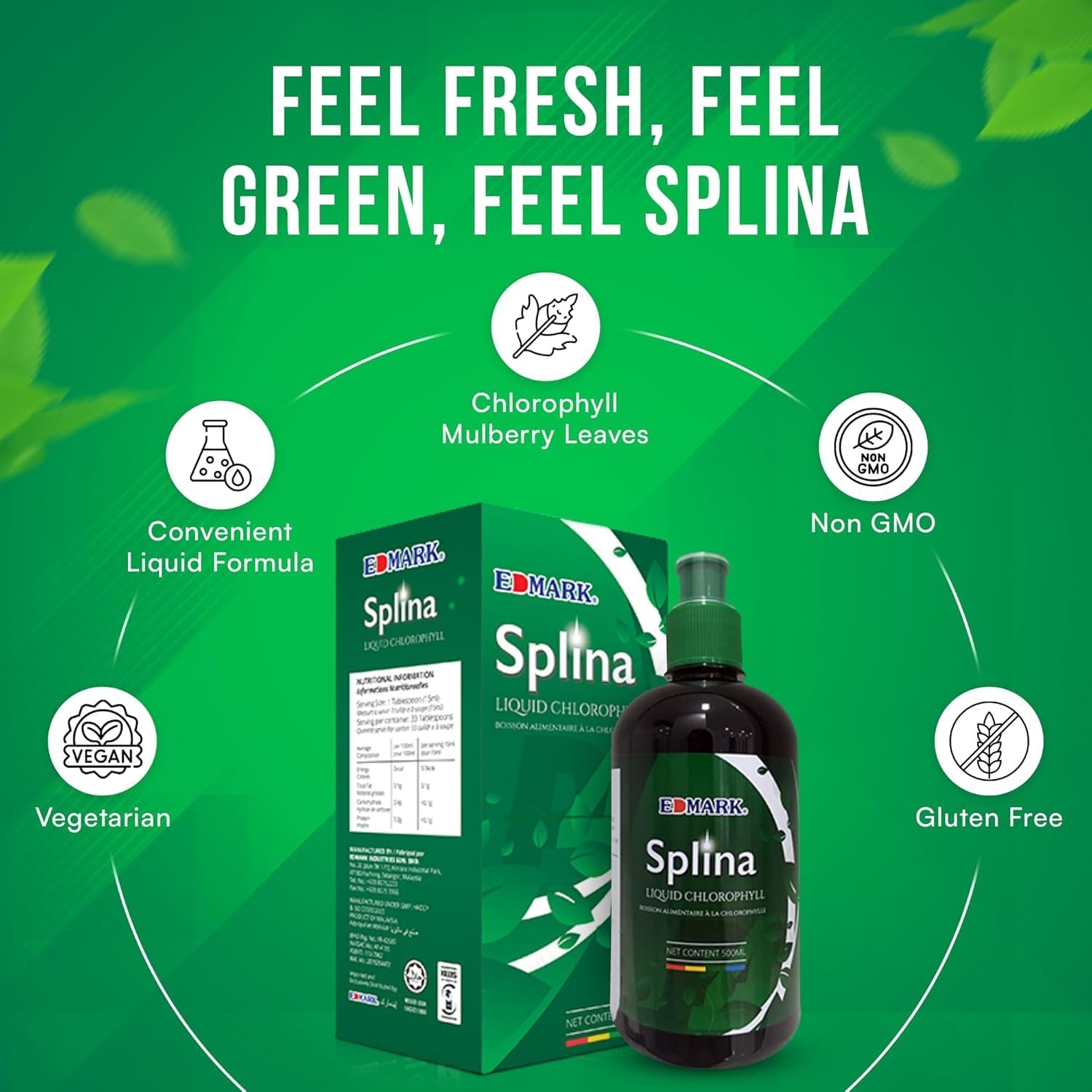 EDMARK Splina’s organic ingredients highlighted on the product label