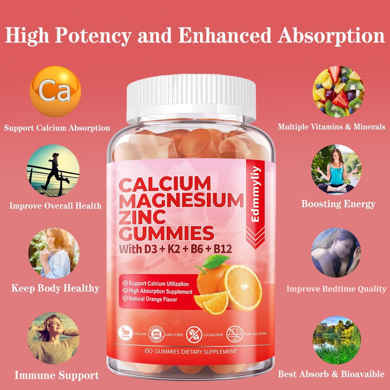 Edmmyliy D3 and B12 label on bottle for daily wellness.
