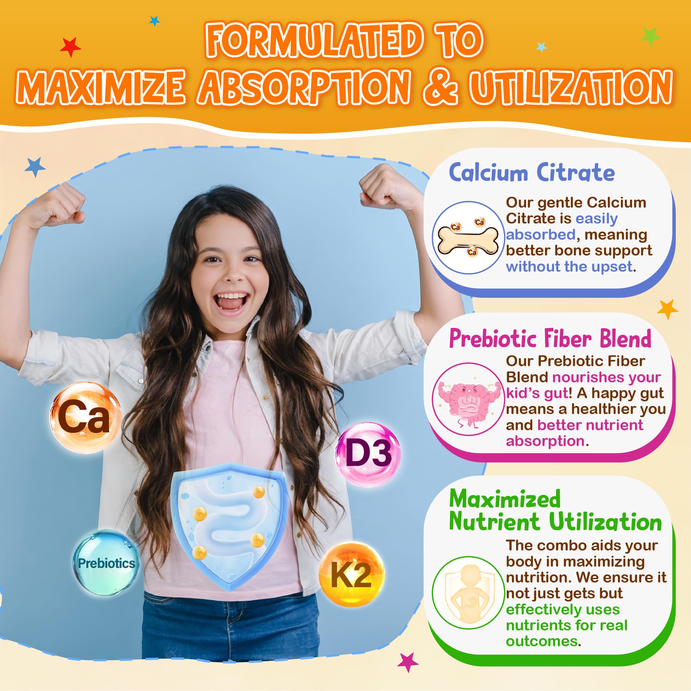 Edmmyliy gummies for ages 9-12 showing daily dosage guidance on the bottle.