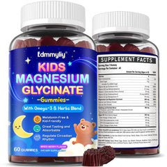 Edmmyliy Kids Gummies bottle front indicating calmer bedtimes.