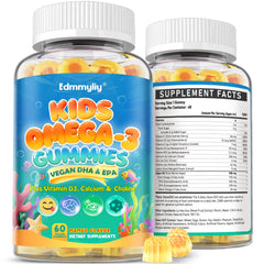 Edmmyliy Kids Omega3 Gummies bottle for convenient daily brain and immune support.