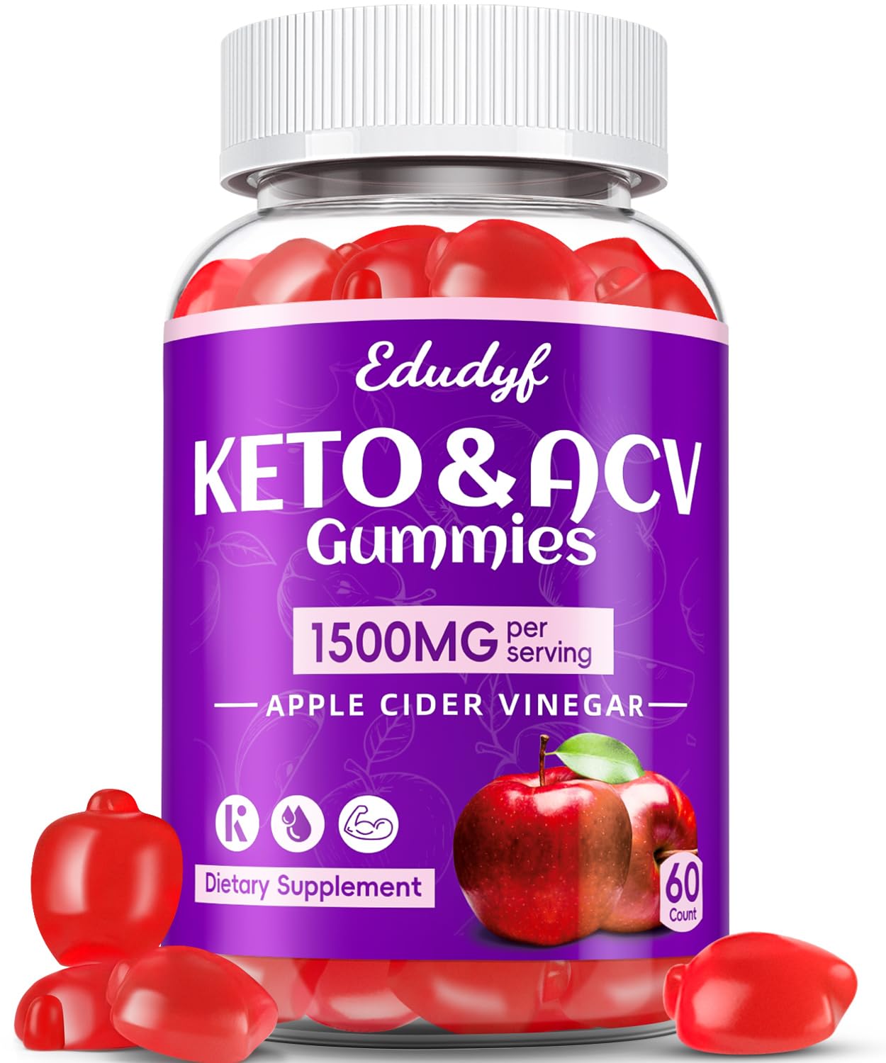 EDUDYF Keto ACV Gummies bottle with probiotics for daily wellness.