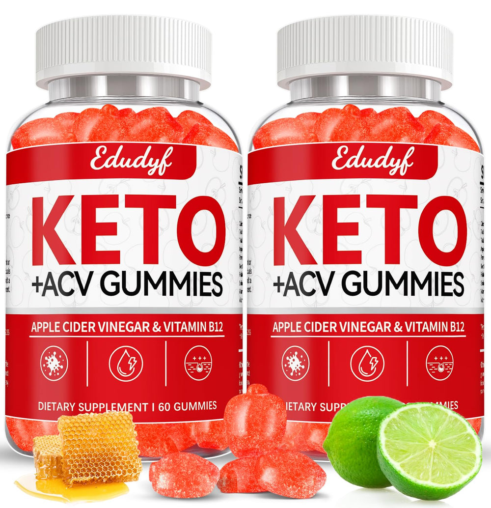 EDUDYF Keto ACV Gumm ies bottle front with lemon flavor signals refreshing daily energy.