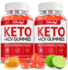 EDUDYF Keto ACV Gumm ies bottle front with lemon flavor signals refreshing daily energy.