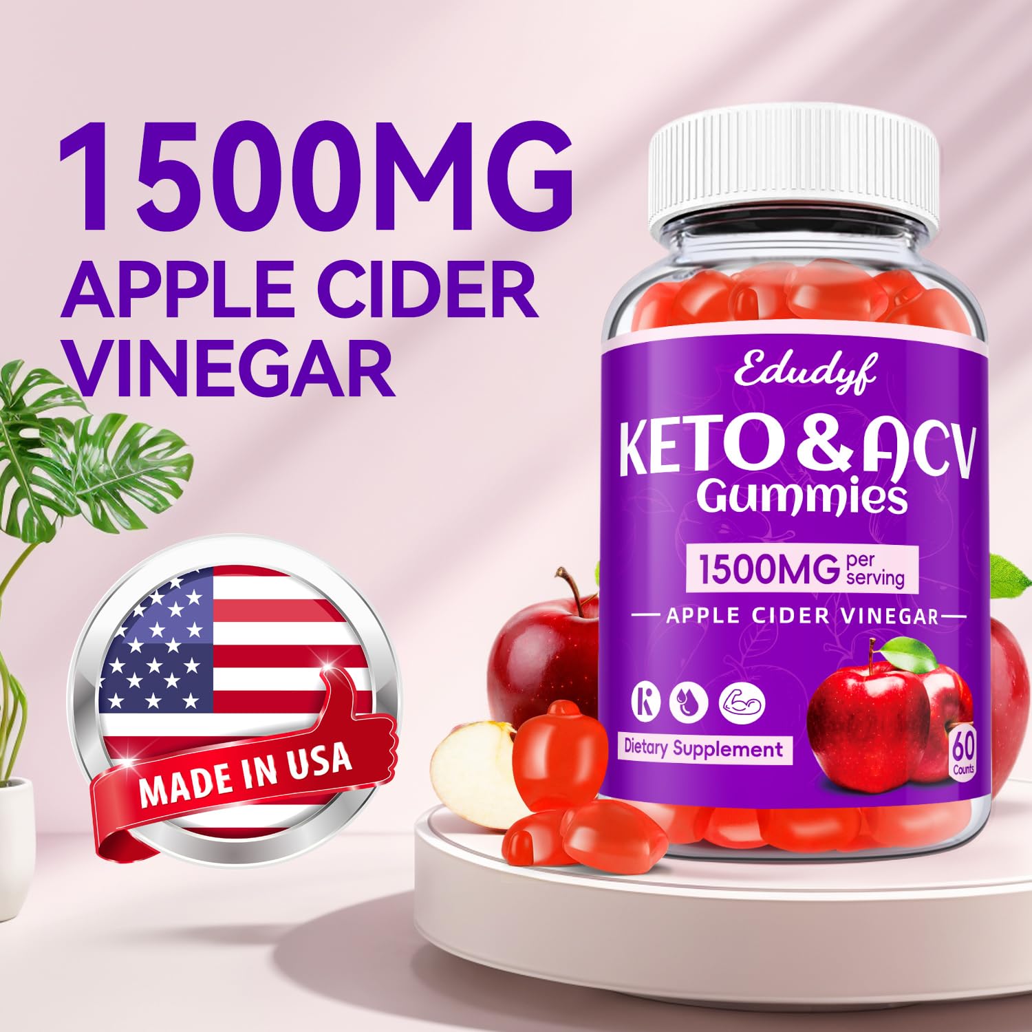 EDUDYF Keto ACV gummies on-the-go bottle ready for travel.