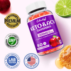Gummies close-up highlighting apple cider vinegar with mother for daily routine.