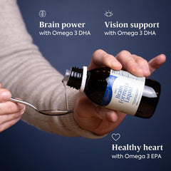 Efamol Efalex dropper in use for direct intake or mix-ins