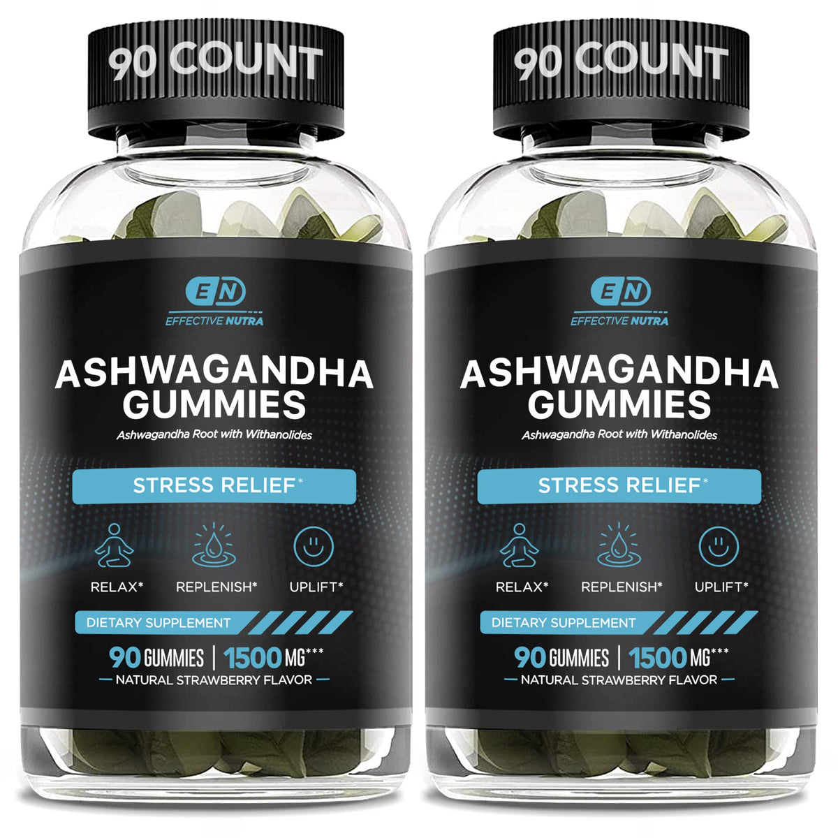 Effective Nutra Ashwagandha Gummies bottle front view for stress relief