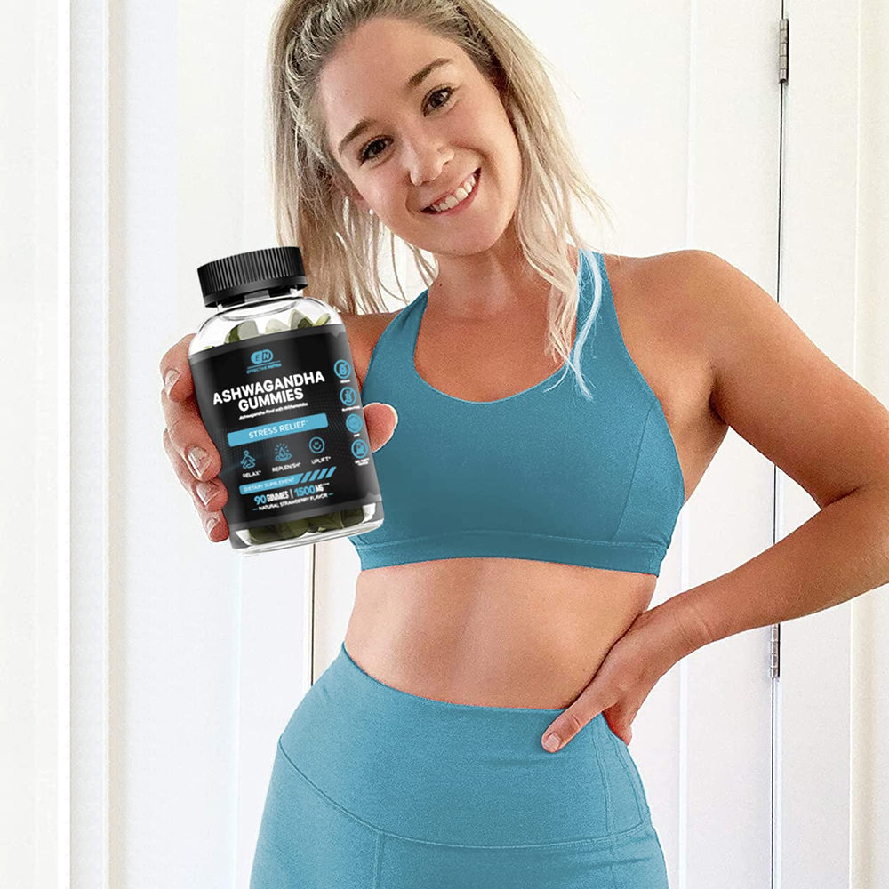 Effective Nutra Ashwagandha Gummies ingredients panel highlights vegan and gluten-free