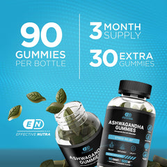 Effective Nutra Ashwagandha Gummies label shows natural flavor and berry taste
