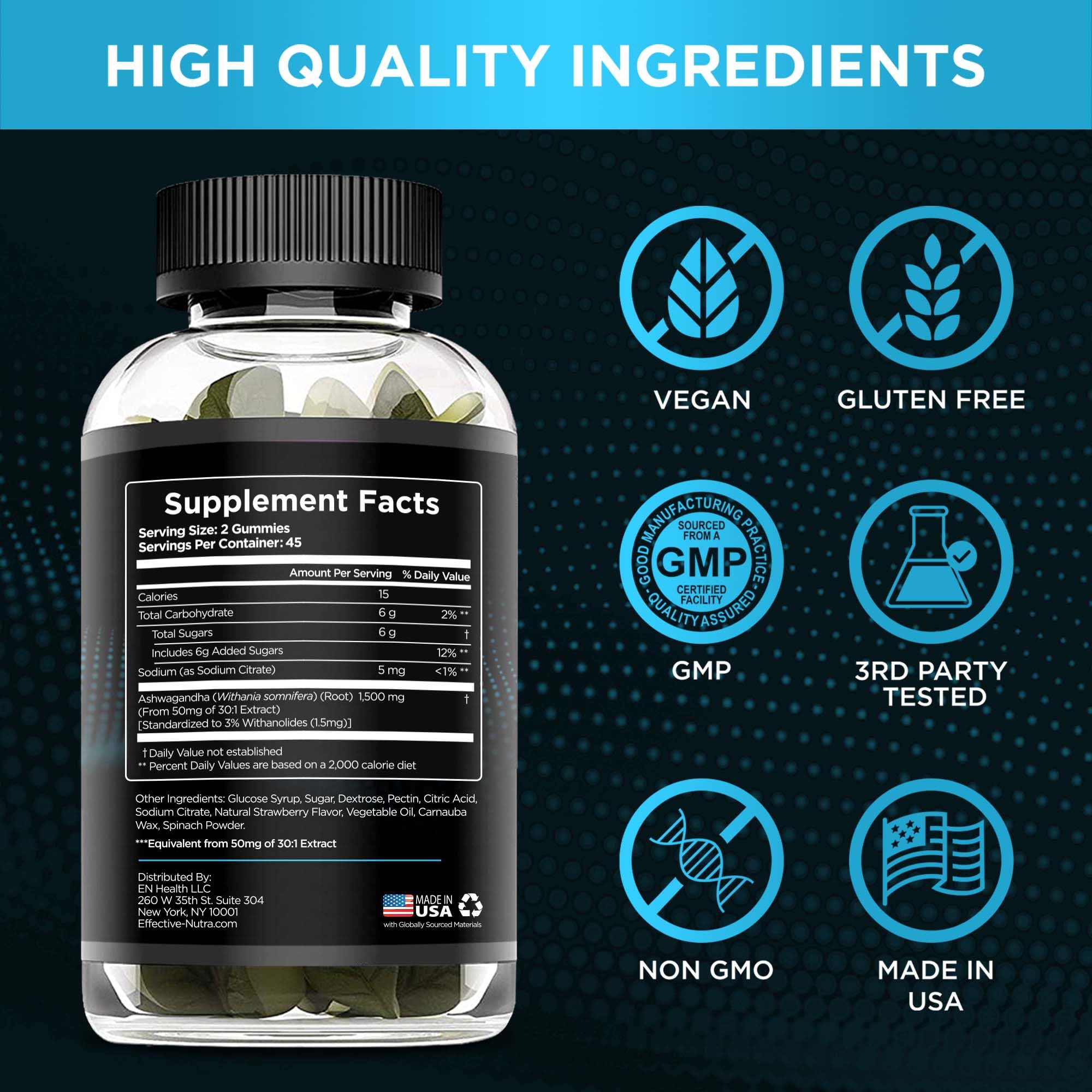 Effective Nutra Ashwagandha Gummies 2 pack packaging emphasizes value for daily use