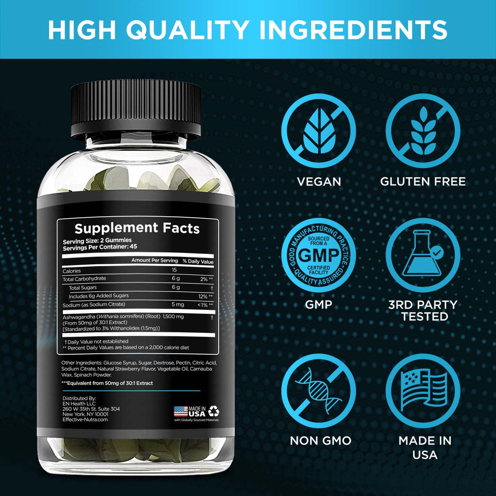 Effective Nutra Ashwagandha Gummies 2 pack packaging emphasizes value for daily use