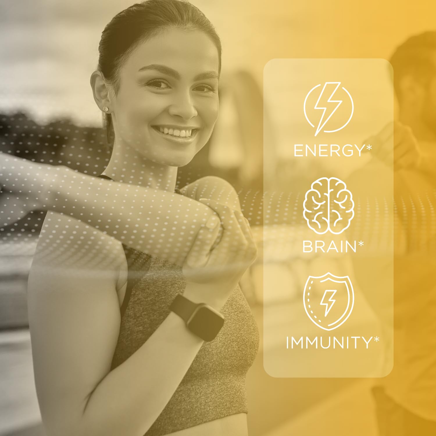 Berry-flavored gummies emphasize tasty, sugar-free energy and focus support.