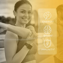 Berry-flavored gummies emphasize tasty, sugar-free energy and focus support.